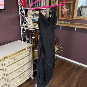 Vintage Betsy and Adam Black Slip Cowl Neck Dress Size 6